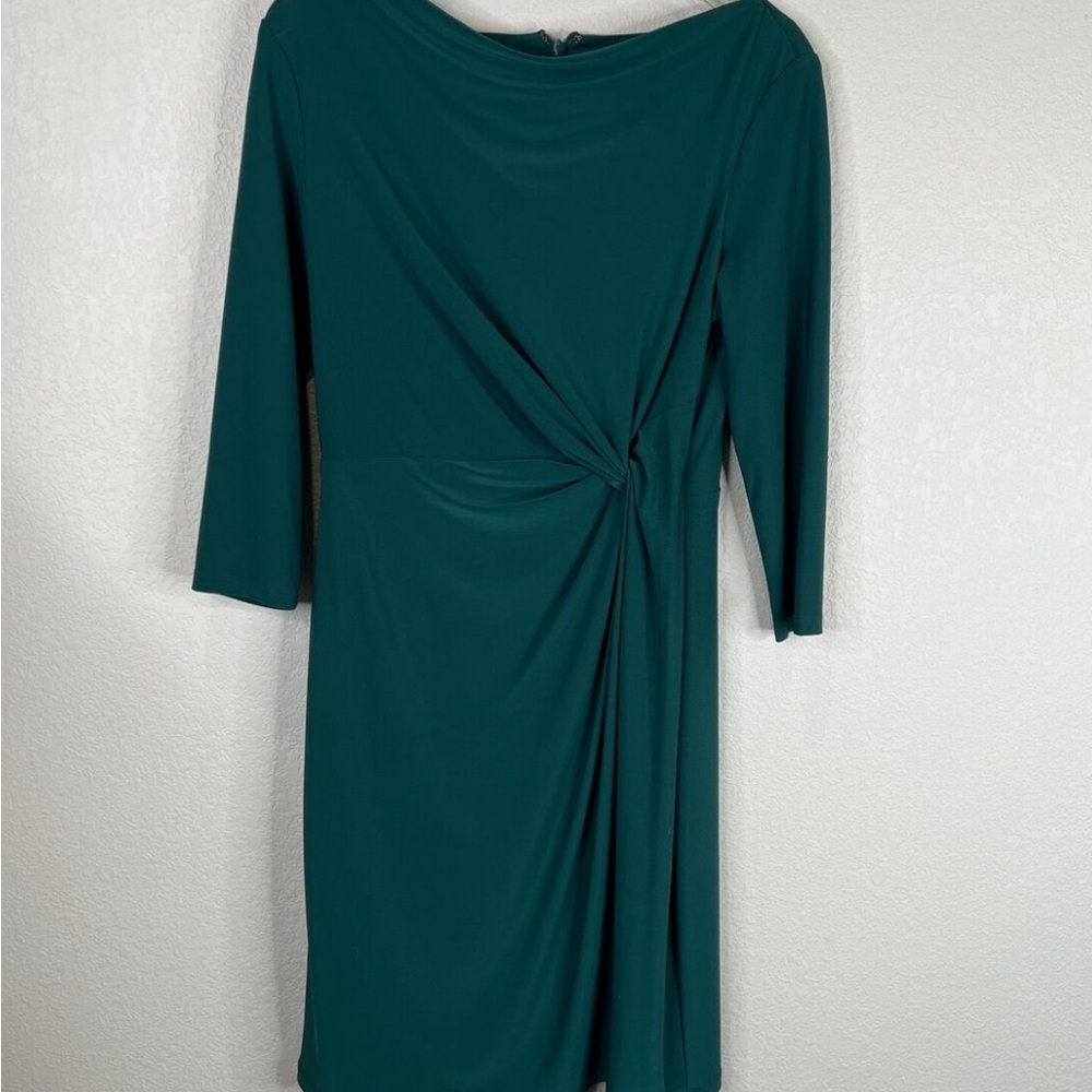 Ralph Lauren Green Ruched Sheath Midi Dress